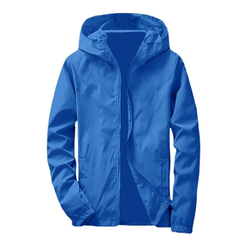 Image of Beokeuioe Summer Jacket Lightweight Plus Size Rain Jacket Men's Sun Protection Outdoor Jacket Breathable Wind Jacket Bicycle Functional Jacket Quick Drying Plain Thin Softshell Jacket, A Blue, S