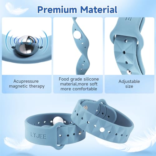 LYJEE Pulseiras de enjôo para adultos e crianças, alívio de náuseas para mulheres grávidas, pulseira