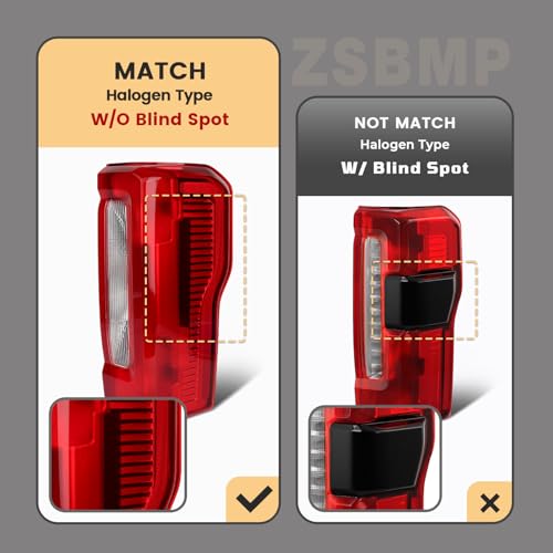Image of Tail Lights Fit for 2023-2025 Ford F250 F350 Super Duty | Halogena Type Rear Light Accessories Rear Brake Lamp Signal Assembly OE:PC3Z13404D (No Blind Spot, Right Passenger Side)