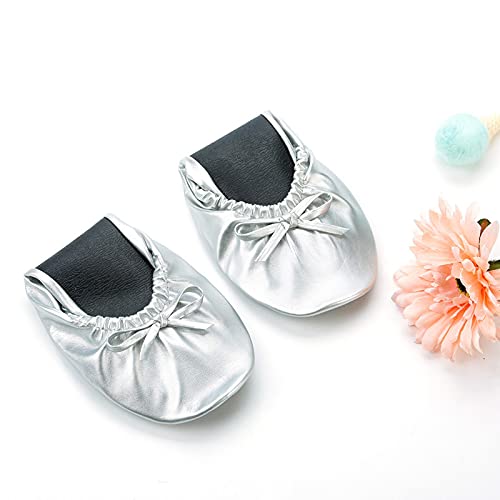 Women's Foldable Portable Ballet Flat Roll Up Slipper Shoes with Travel Pouch - Fold Up Ballet Flats for Women - Black,Silver,Gold,Pink3