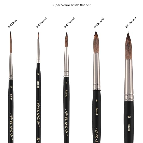 New York Central Oasis Synthetic Brush - Assorted Set of 5 - Handmade in Germany, Professional Watercolor Brushes with Ergonomic Handle, Soft, Absorbent Bristles for Artists by New York Central - Image 3