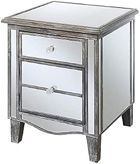 Convenience Concepts Gold Coast Park Lane Mirrored End Table, Weathered Gray / Mirror
