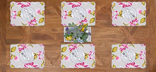 Image of Nylah Floral Vintage 100% Cotton Quilted Set of 6 Placemats 13 inch x 19 inch