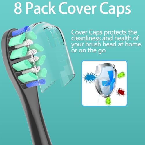 Replacement Heads Compatible with Sonicare Toothbrush, Replacement Brush Head for Philips Sonicare Electric Toothbrush 4100 5100 6100 9900 C2 W3 and More Click-on Handles (8white+8black) — view 6