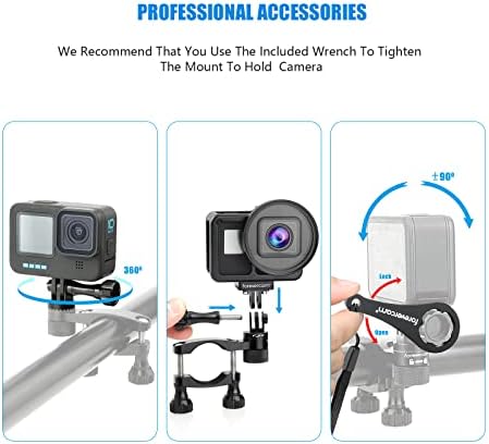 Forevercam Aluminum Bike Mount Camera Holder 360 Degree Rotatable Bicycle Rack Mount, Seat Post,Ski Pole Mount Compatible for GoPro Action Camera and Other Cameras