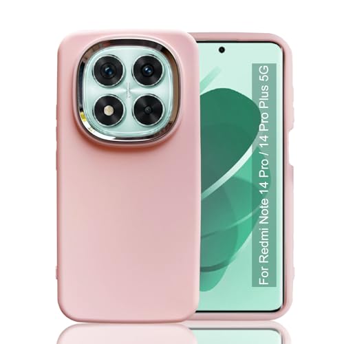 Image of KC Back Cover for Redmi Note 14 Pro 5G / 14 Pro Plus 5G / Poco X7 5G - Electroplated Crome Metal Ring | Soft Silicone | Full Camera Protection | Shockproof Bumper Case (Pink)
