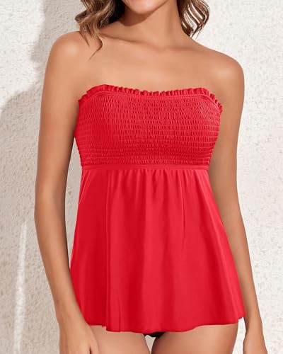 Image of Tankini Swim Tops for Women - Bathing Suit Top No Bottom 2025 Bandeau Swimsuit Tops