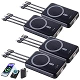 revolt Schnelllade-Powerbank: 4er-Set Magnet-Powerbank 10.000 mAh, für Qi & MagSafe, PD, QC, 22,5 W (Qi Fast, Slim-USB)