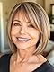 Webshaiy Perücke Damen Kurz Bob mit Pony Voluminöser Look für Reife Frauen Graabdeckung & Mama, Ombre Blonde Highlight Layered Bob Wig Glatte Synthetische Perücken with Human-Hair-Like Fiber
