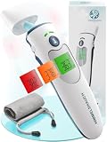 HIMMELSHAUCH MEDICAL Fieberthermometer Ohr & Stirn | 3 in 1 Messgerät | Ohrthermometer Babys Kinder & Erwachsene | Stirnthermometer kontaktlos | Digitales Fieber-Thermometer | Infrarot Fiebermesser
