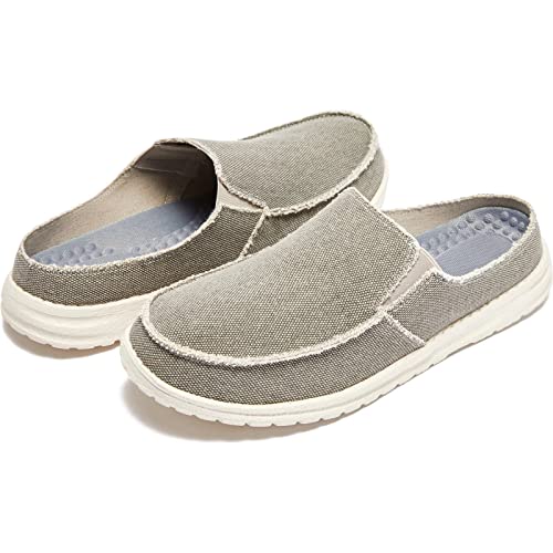 Mens Casual Slip On Shoes Canvas Comfortable Lightweight Men's Loafers & Slip-Ons Slippers With Arch Support Grey Size 7.5 #TOP1