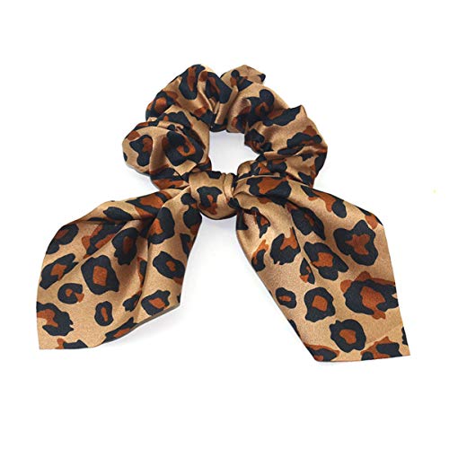 4 Pcs Leopard Rabbit Ear Silk Satin Scrunchie Bow Hair Ring Strong Elastic Ponytail Woman Exquisite Fashion Hair Accessory #TOP1