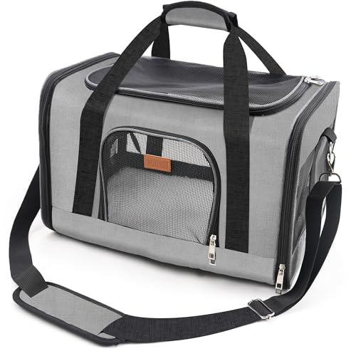 ROYPET Cat Carrier,Portable Pet Carrier Bag for Cats and Small Dogs,Foldable Soft-Sided and Scratch-Proof mesh Cat Bag Pet Carriers,Airline Approved Pet Carrier,Pet Travel Carrier Up to 15 Lbs,Grey - Image 3