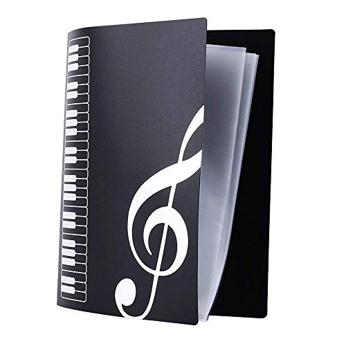 Archivador de hojas de música, archivos, archivos, archivos, archivos, plástico, tamaño A4, 40 bolsillos (negro) Cover