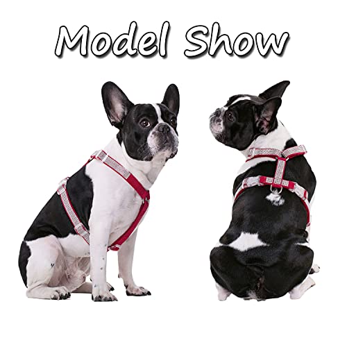 Image of HDKUW Dog Shining Rhinestone Harness, No Pull Adjustable Buckle D-Ring Harness for Small Medium Dog (Red S)