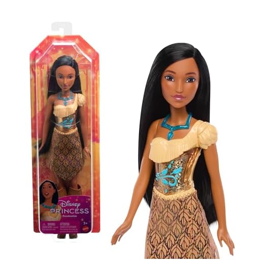 Mattel Disney Princess Pocahontas Muñeca princesa con pelo largo, juguete +3 años (HLW07)