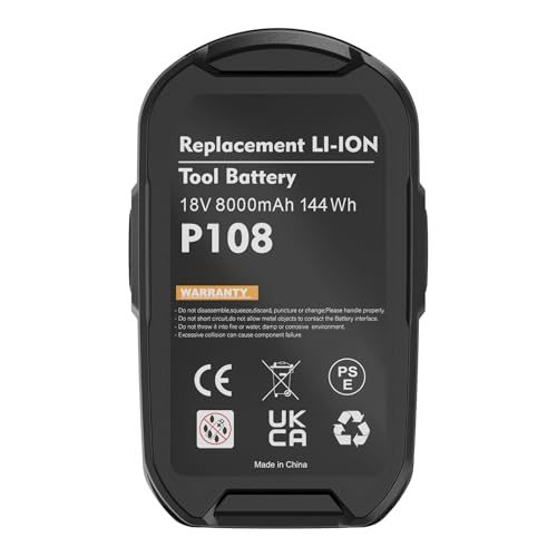 Upgraded 8.0Ah 2Packs P108 18V Battery Compatible with Ryobi 18V ONE+ Battery Replacement P102 P103 P104 P105 P107 P109 P122 PBP002 PBP003 PBP004 PBP005 RB18L50 Cordless Tool Batteries with Indicator