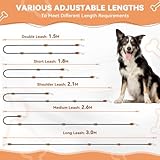 PETCOOZ Training Lead for Dogs, Professional 3M Double Ended Dog Lead for Medium Large Dogs, Adjustable Stop Pulling Control Leash, Multi-Functional Hands Free Dog Leads for Running Walking, Black - Image 5