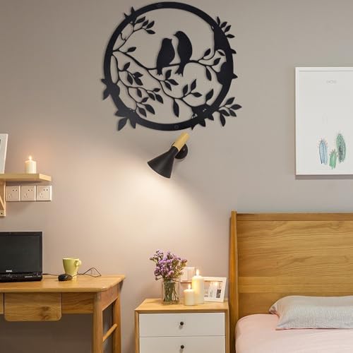 Metal Tree Wall Decor Art - 11.8'' Decorative Tree of Life Living Room Decor, Peace Bird Hanging Sculpture, Modern Iron Family Tree Wall Decoration, Wall Plaque for Garden Home Bedroom Indoor Outdoor — view 3