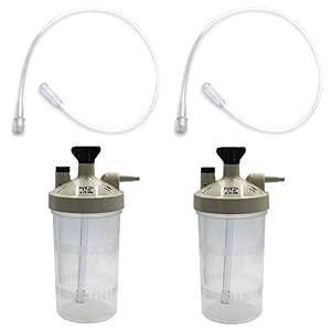 2pk Oxygen Therapy Bubble Humidifier High Flow with 15″ Adapter Tubing
