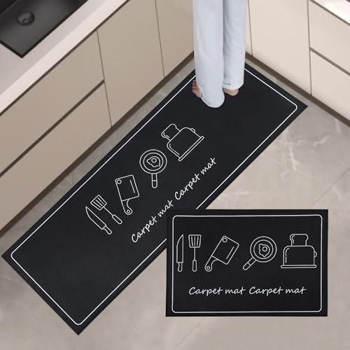 Freiesoldaten Juegos De Alfombras De Cocina 2 Piezas Antideslizante Alfombra De Cocina Absorbente Lavable Alfombrillas De Pie Para Cocina Dormitorio Salón, 40x60cm 40x120cm
