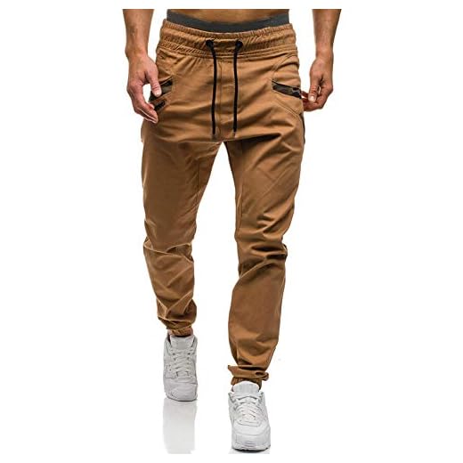 Mens Fashion Athletic Joggers Pants - Sweatpants Trousers Cotton Cargo Pants Mens Long Pants Khaki