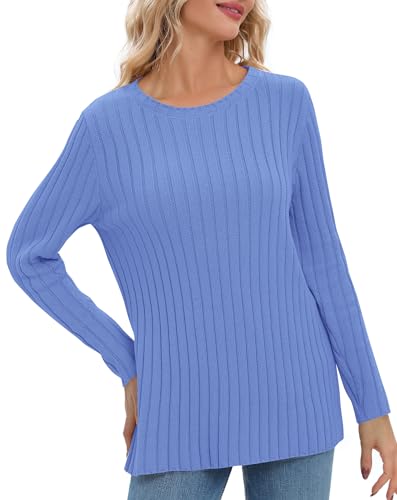 Image of Urban CoCo Women's Lightweight Crewneck Pullover Sweaters Long Sleeve Fall Knitted Sweater Tops