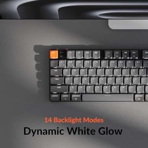 Image of Keychron K5 Version 2 Wireless Bluetooth Low Profile Mechanical Keyboard | QMK Launcher, 100% Full-Size Layout with Milk POM Red Switch, White Backlit with Shine-Through Keycaps for Mac Windows Linux