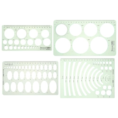 MAGICLULU 4 Pochoirs Géométriques en Plastique Transparent, Règles de Dessin Multifonctionnelles pour Mesure Précise, Modèles de Formes Variées pour Dessin Technique et Scolaire, Outil