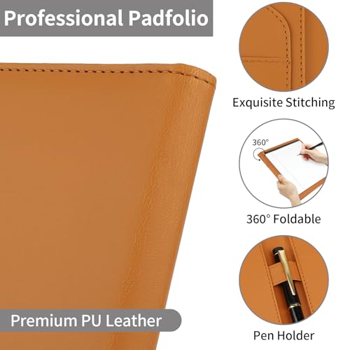 Image of Professional Padfolio Portfolio Binder, Faux Leather, Brown