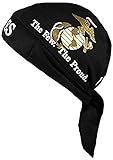 US Marines Black Globe and Anchor Head Wrap Do-rag with SWEATBAND and BCAH Bumper Sticker