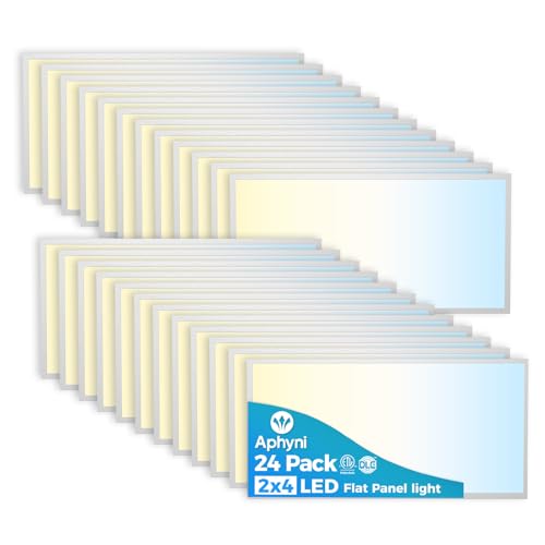 Aphyni 24Pack 2x4 LED Flat Panel Light, 50W 6600LM Drop Ceiling Light Fixture, Selectable Color Temperature 4000K/5000K/6000K, 5-100% TRIAC Dimmable, Recessed Back-lit Fixture for Office