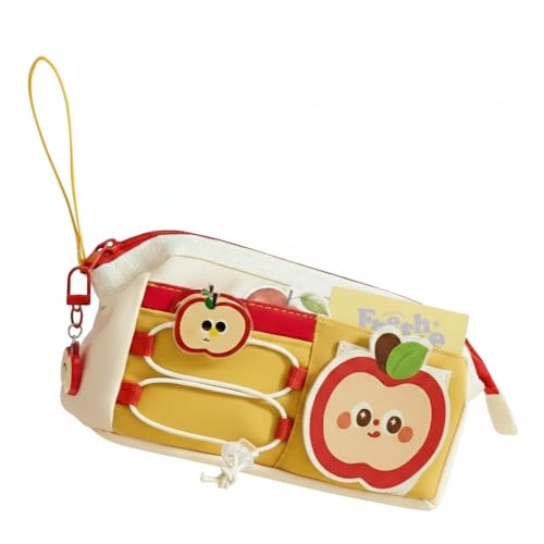 Image of Invite Large Capacity Cute Aesthetic Pencil Case with Multi Compartments, Multi-Pocket Pastel Pen Pouch Organizer with Zipper, Kawaii School Supplies Bag for Girls, Teens & Students (Red Apple M-2)