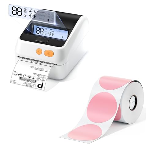 Image of Phomemo D421R Bluetooth Thermal Label Printer with Screen for Paper Level Display - Shipping Label Printer for Small Business, RFID Auto Size Detection 4x6 Thermal Printer with 2x2 Thermal Labels