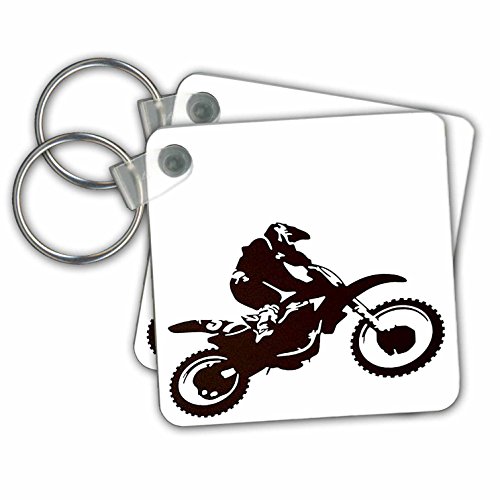 3dRose Motocross- bike, off road,motorcross, motorcycle, motorx, radical, silhouette, tricks - Key Chains, 2.25 x 4.5 inches, set of 2 (kc_78777_1)