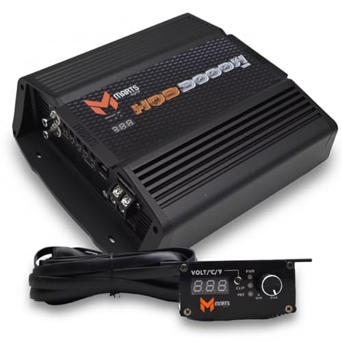 Marts Digital HQB3000 | 3000W RMS Monoblock Class D 1 Ohm Stable Bass Amplifier | Subsonic 10-40Hz Filters LPF 40-250Hz | Remote Bass Control with Voltage Temp Display | For Subwoofer Use in Car Audio
