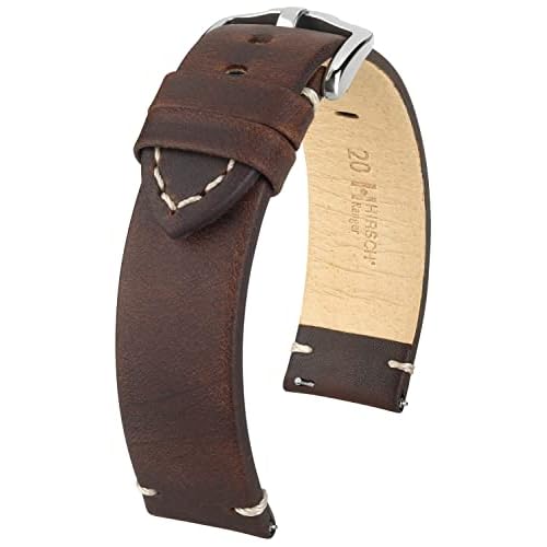 HIRSCH Uhren-Armband Ranger L - echtes Kalbs-Leder - klassisch/elegant - Damen/Herren - Braun - 20 mm