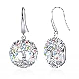 G&GEMSJEW Tree of Life Earrings for Women, Girls Round Drop Wire Earrings, Rhodium Plated Dangle Dro