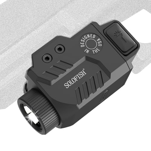 Solofish 800 Lumens Slidable Pistol Light with Strobe & Momentary, Shockproof Gun Flashlight W/Power Level Indicator, Compatible with Picatinny Rail, Rechargeable
