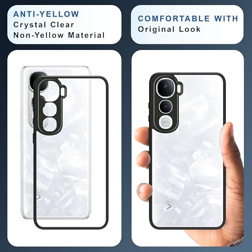 Image of CEDO Backcover for Vivo Y400 Pro (5G) | Camera Protection Bump Shockproof Edge | Ultra Hybrid Transparent Acrylic Clear TPU+PC Hard Backcase Cover (Black)