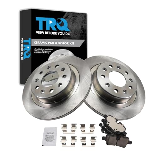Image of TRQ Rear Brake Pad and Rotor Set Ceramic Compatible with 2020-2021 Chevrolet Malibu 2021 Equinox GMC Terrain