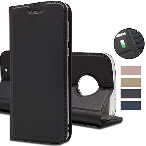 MOTO G6 ケース 手帳型 moto g6 手帳型 ケース MOTO G6 携帯 カバー Cavor クラシックPUレザーケーススリムフォリオブックカバー クレジットカードスロット付き ノートブック型スタンドホルダー マグネット閉鎖 moto g6 カバー 財布型 内蔵磁気 横置きスタンド 機能 軽量 超薄型 耐摩擦- ブラック