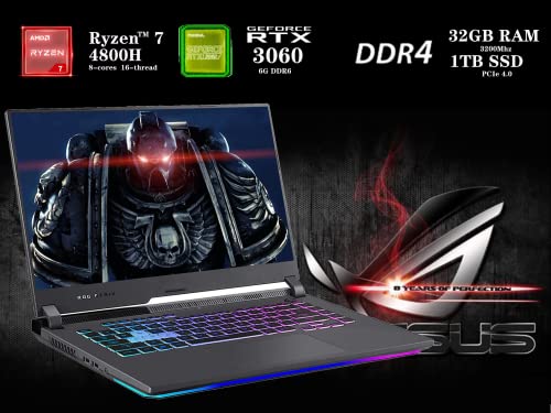 Asus 2022 Rog Strix Scar 15 15.6" 144Hz Ips Type Fhd Gaming Laptop, Amd Ryzen 7 4800H, 32Gb Ram, 1Tb Pcie Ssd, Backlit Keyboard, Geforce Rtx 3060, Wifi 6, Win 10 Pro, Gray, 32Gb Snowbell Usb Card #TOP1