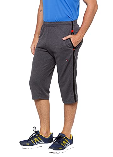 Image of berge' Men's Knit Three Fourth with Secure Zipper Pockets, Casual Wear 3 /4, Long Capris for Men, Three Quarter Pants for Men, Regalur Fit, Sportswear & Gym Three Fourths for Men