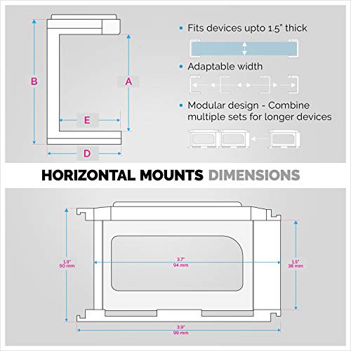 Screwless 1.5" Wide Horizontal Cable Box Mount, Modem, Router, Mesh, Streaming Media Devices & More | Mount Horizontally Any Device Upto 1.5" Wide & 4Lb, Strong Vhb Adhesive, No Tools By Brainwavz #TOP2