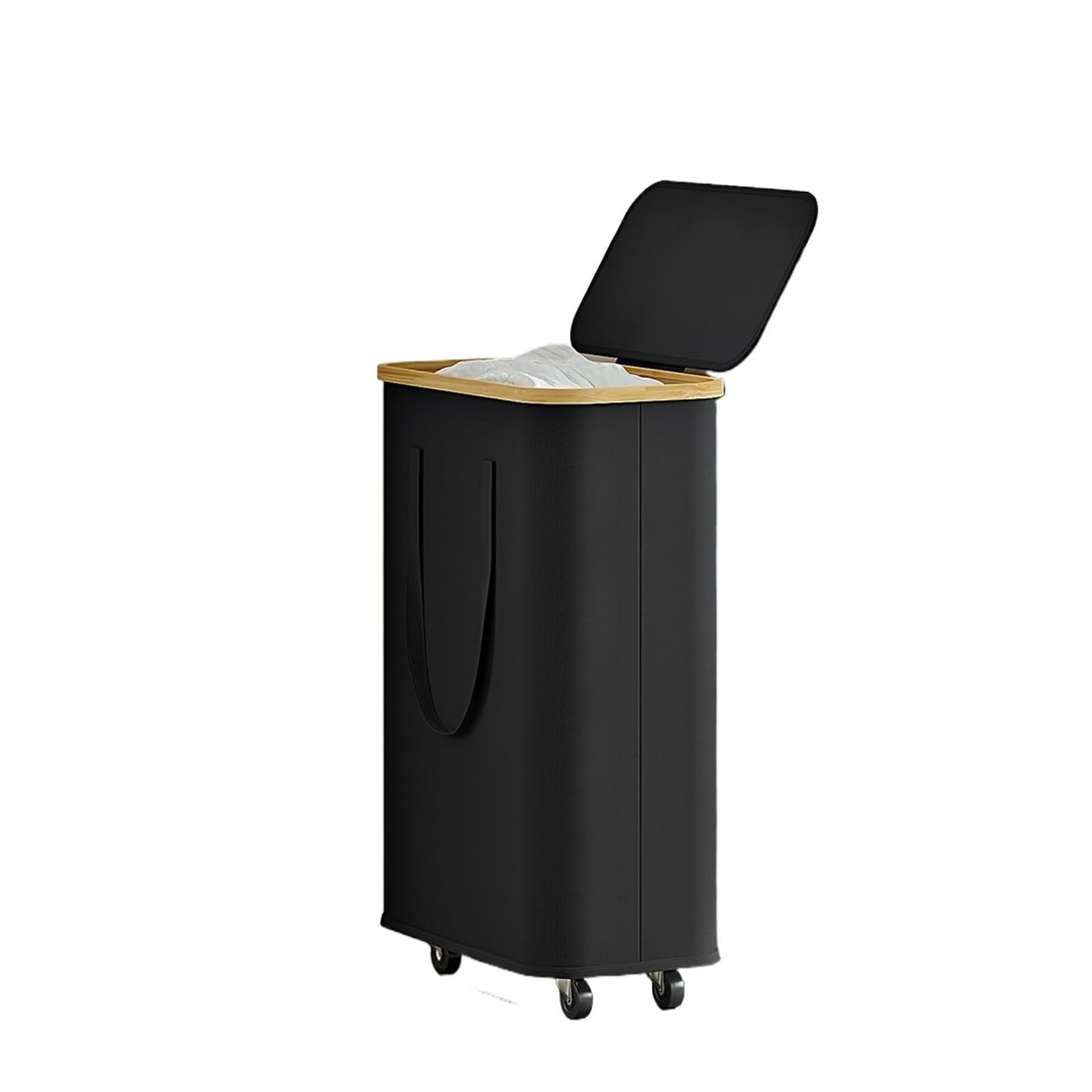 Roller laundry basket (60L/100L) Large Capacity Foldable Laundry Basket(Black-60L)
