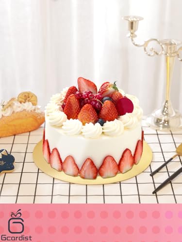 Gcardist 25 Stück Goldene Kuchenbretter Rund 30 cm Kreise Runden Basis Lebensmittelqualität Pappe Kuchenplatte (Dünner, aber stärker, 12 inch)