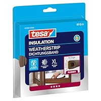 tesa INSULATION Gummidichtung XL - Selbstklebende Dichtung zum Isolieren von Spalten an Fenstern und Türen - Braun - 6 m x 9 mm x 7 mm