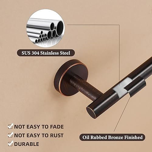 WINCASE Toilet Paper Holder Towel Holder, Oil Rubbed Bronze Bathroom Hardware Set, Hand Towel Ring Toilet Paper Roll Holder Wall Mount, Rustic Farmhouse Rustproof Stainless Steel Bathroom Accessories by WINCASE - Image 5