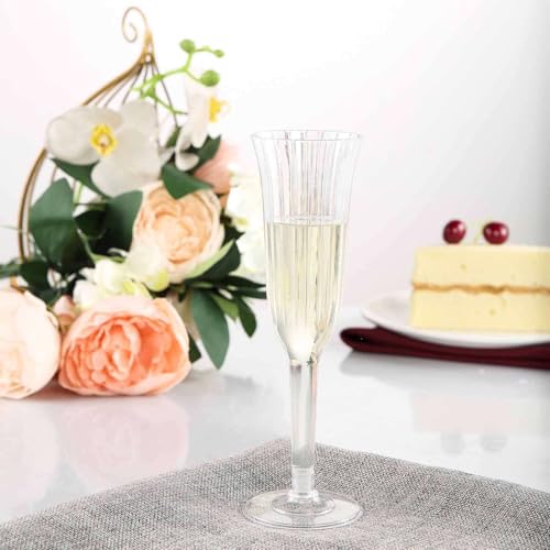 Efavormart 12 Pack - 6 oz - Plastic Champagne Flutes Disposable - Clear - Flared Design - Detachable Clear Base for Weddings, Birthdays, Parties, Receptions, Banquets, Baby Showers, Drinkware, Event